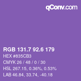 カラーコード: RGB 131.7 92.6 179 | qconv.com