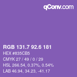カラーコード: RGB 131.7 92.6 181 | qconv.com