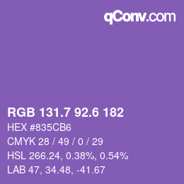 カラーコード: RGB 131.7 92.6 182 | qconv.com