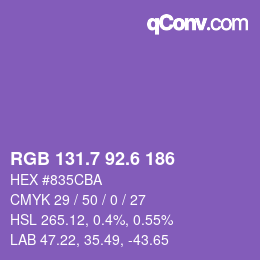 カラーコード: RGB 131.7 92.6 186 | qconv.com