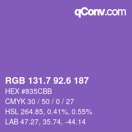 カラーコード: RGB 131.7 92.6 187 | qconv.com