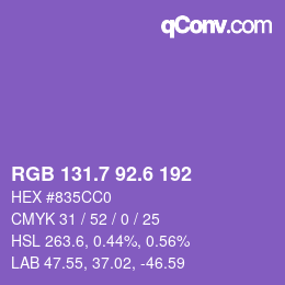 カラーコード: RGB 131.7 92.6 192 | qconv.com