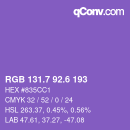 カラーコード: RGB 131.7 92.6 193 | qconv.com