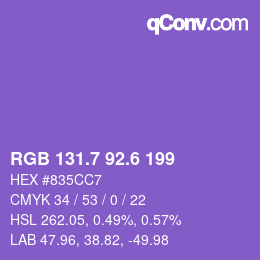 カラーコード: RGB 131.7 92.6 199 | qconv.com