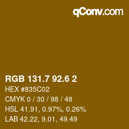 カラーコード: RGB 131.7 92.6 2 | qconv.com