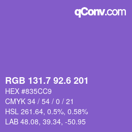 カラーコード: RGB 131.7 92.6 201 | qconv.com