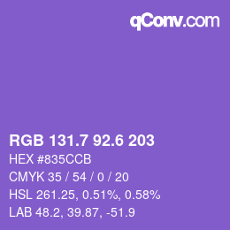 カラーコード: RGB 131.7 92.6 203 | qconv.com
