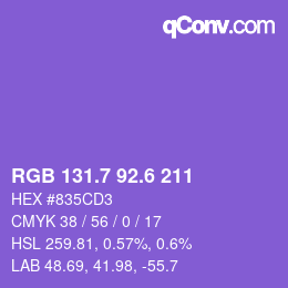 カラーコード: RGB 131.7 92.6 211 | qconv.com
