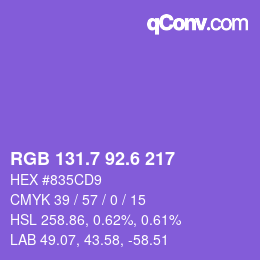 カラーコード: RGB 131.7 92.6 217 | qconv.com