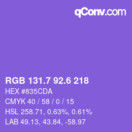 カラーコード: RGB 131.7 92.6 218 | qconv.com