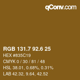 カラーコード: RGB 131.7 92.6 25 | qconv.com