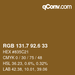 カラーコード: RGB 131.7 92.6 33 | qconv.com