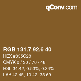 カラーコード: RGB 131.7 92.6 40 | qconv.com