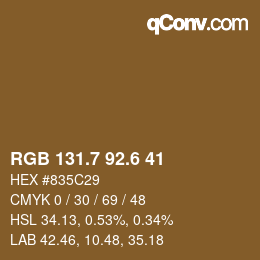 カラーコード: RGB 131.7 92.6 41 | qconv.com