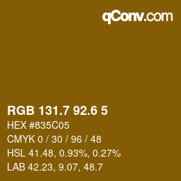 カラーコード: RGB 131.7 92.6 5 | qconv.com
