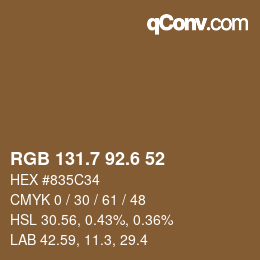 カラーコード: RGB 131.7 92.6 52 | qconv.com