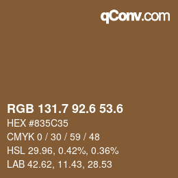 カラーコード: RGB 131.7 92.6 53.6 | qconv.com