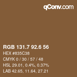 カラーコード: RGB 131.7 92.6 56 | qconv.com