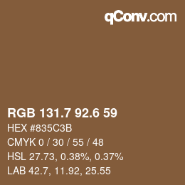 カラーコード: RGB 131.7 92.6 59 | qconv.com
