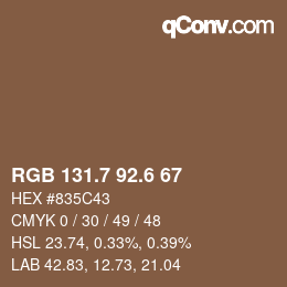 カラーコード: RGB 131.7 92.6 67 | qconv.com