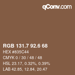 カラーコード: RGB 131.7 92.6 68 | qconv.com