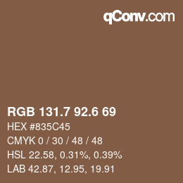 カラーコード: RGB 131.7 92.6 69 | qconv.com