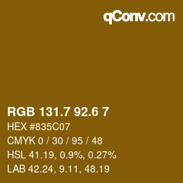 カラーコード: RGB 131.7 92.6 7 | qconv.com