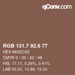 カラーコード: RGB 131.7 92.6 77 | qconv.com