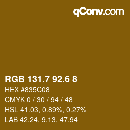 カラーコード: RGB 131.7 92.6 8 | qconv.com