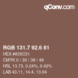カラーコード: RGB 131.7 92.6 81 | qconv.com