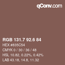 カラーコード: RGB 131.7 92.6 84 | qconv.com