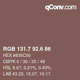 カラーコード: RGB 131.7 92.6 86 | qconv.com