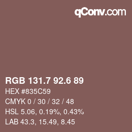 カラーコード: RGB 131.7 92.6 89 | qconv.com