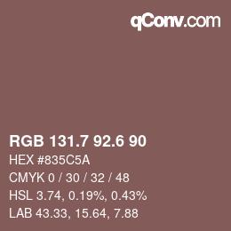 カラーコード: RGB 131.7 92.6 90 | qconv.com