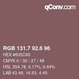 カラーコード: RGB 131.7 92.6 96 | qconv.com