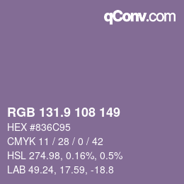 Color code: RGB 131.9 108 149 | qconv.com