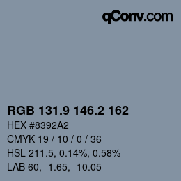 Color code: RGB 131.9 146.2 162 | qconv.com