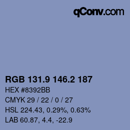 Color code: RGB 131.9 146.2 187 | qconv.com
