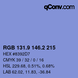 カラーコード: RGB 131.9 146.2 215 | qconv.com