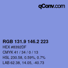 Color code: RGB 131.9 146.2 223 | qconv.com