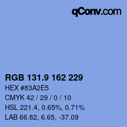 カラーコード: RGB 131.9 162 229 | qconv.com