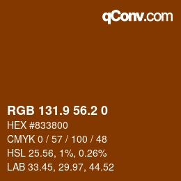 Color code: RGB 131.9 56.2 0 | qconv.com