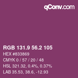 カラーコード: RGB 131.9 56.2 105 | qconv.com