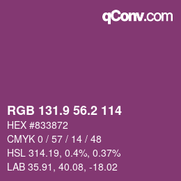 カラーコード: RGB 131.9 56.2 114 | qconv.com