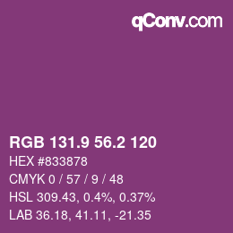 カラーコード: RGB 131.9 56.2 120 | qconv.com