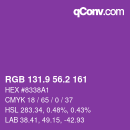 カラーコード: RGB 131.9 56.2 161 | qconv.com