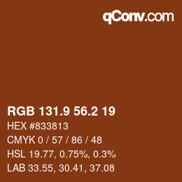 Color code: RGB 131.9 56.2 19 | qconv.com