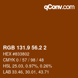 Color code: RGB 131.9 56.2 2 | qconv.com