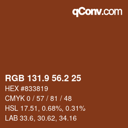 Color code: RGB 131.9 56.2 25 | qconv.com