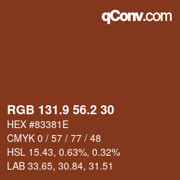Color code: RGB 131.9 56.2 30 | qconv.com